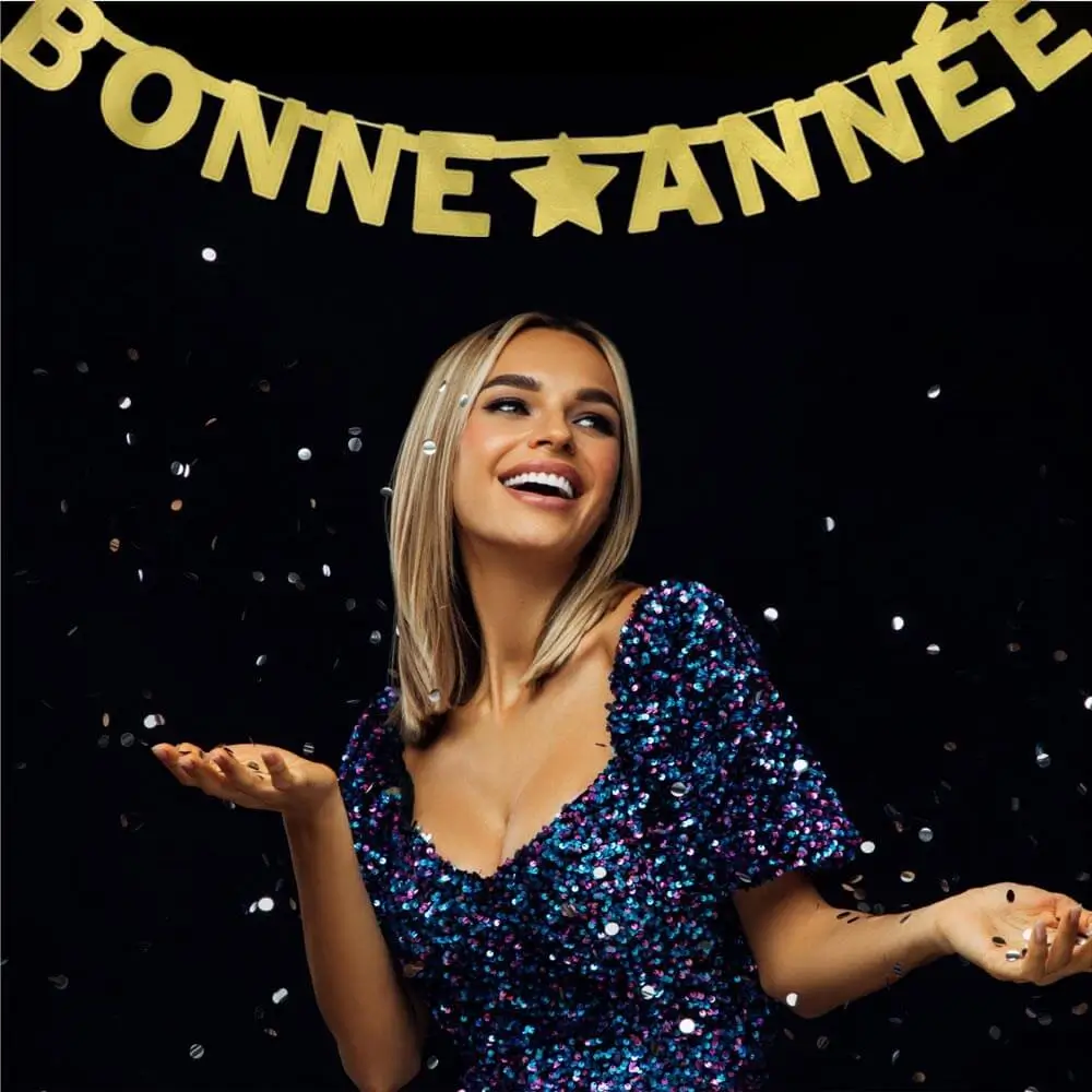Guirlande Lettres et Etoile Or Bonne Année 2 mètres