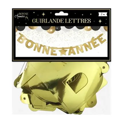 Guirlande Lettres et Etoile Or &quot;Bonne Année&quot; 2 mètres