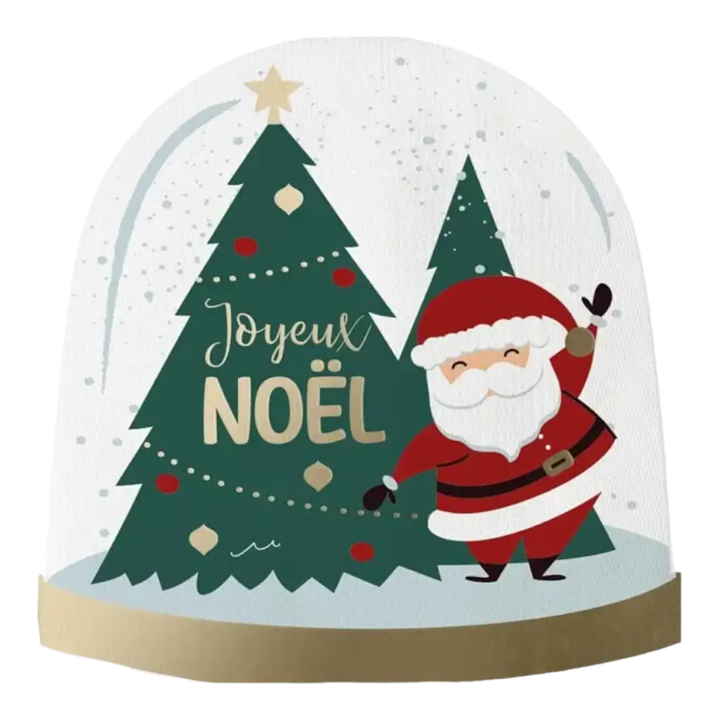 Serviettes Arrondies Boule à Neige Noël - Lot de 10
