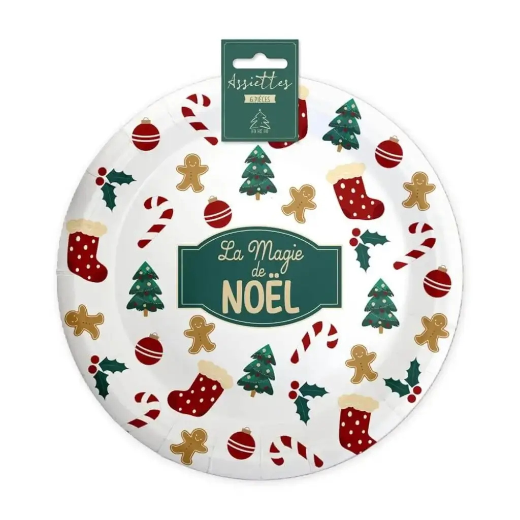 Assiette à Motifs Magie de Noël - Lot de 6