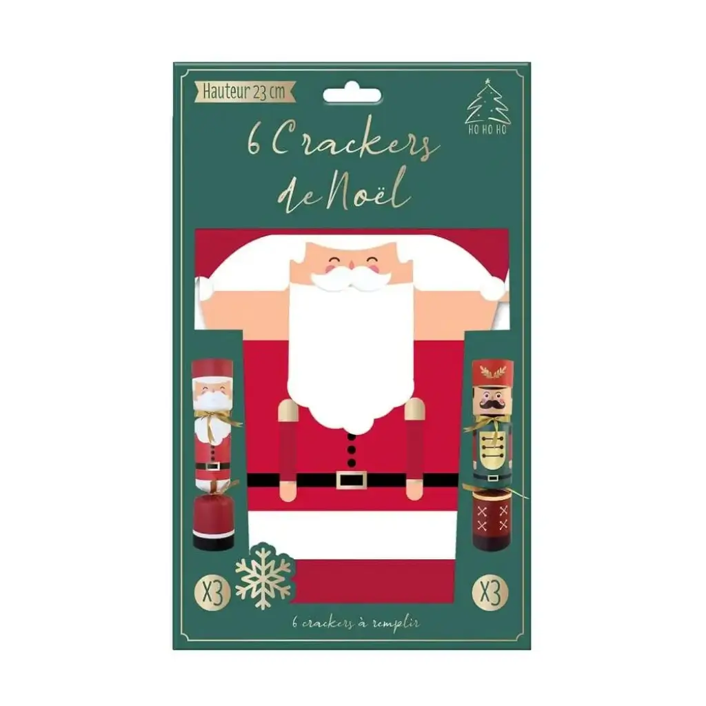 Crackers de Noël Père Noël et Casse-Noisette - Lot de 6