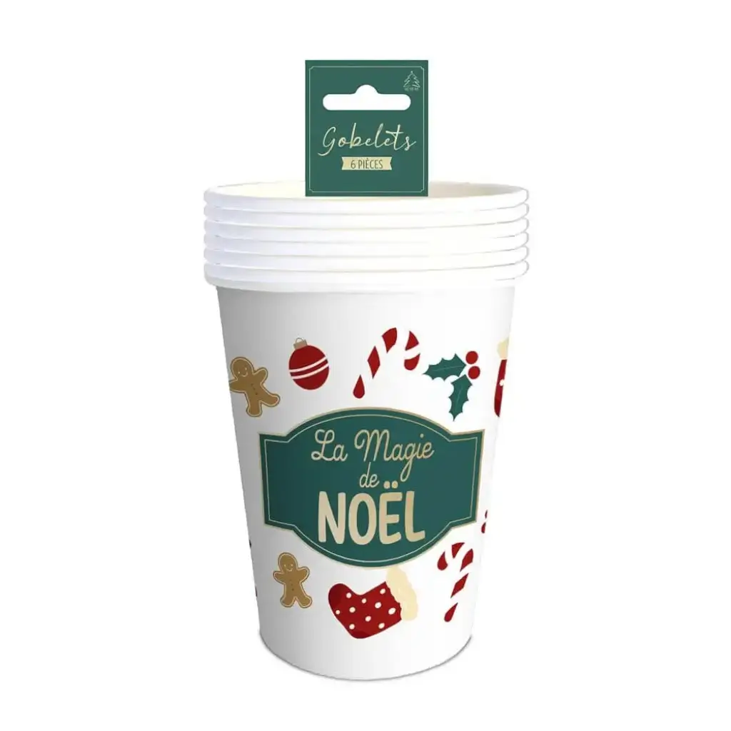 Gobelet à Motifs Magie de Noël- Lot de 6