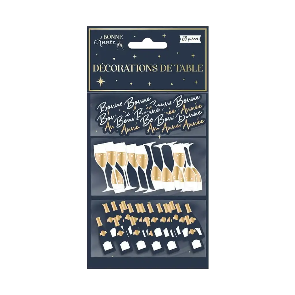 Décoration Table Bonne Année Bleu Marine / Or - Lot de 60