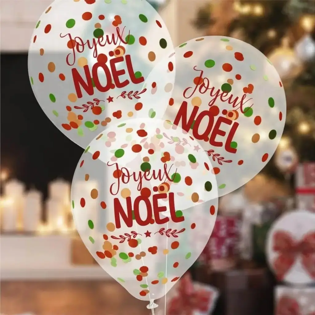 Ballons Confettis Noël 30cm - Lot de 6