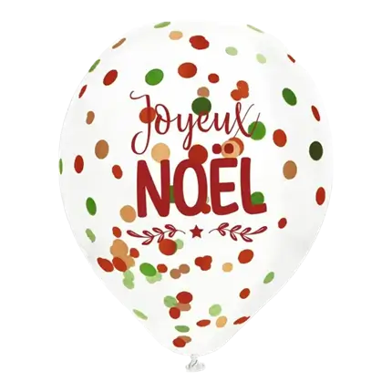 Ballons Confettis Noël 30cm - Lot de 6