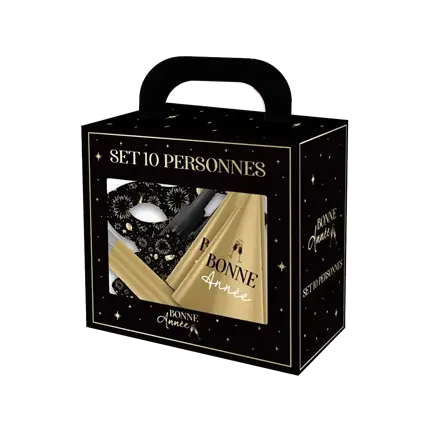 Set d&#39;accessoires Bonne Année Noir / Or - 10 Personnes