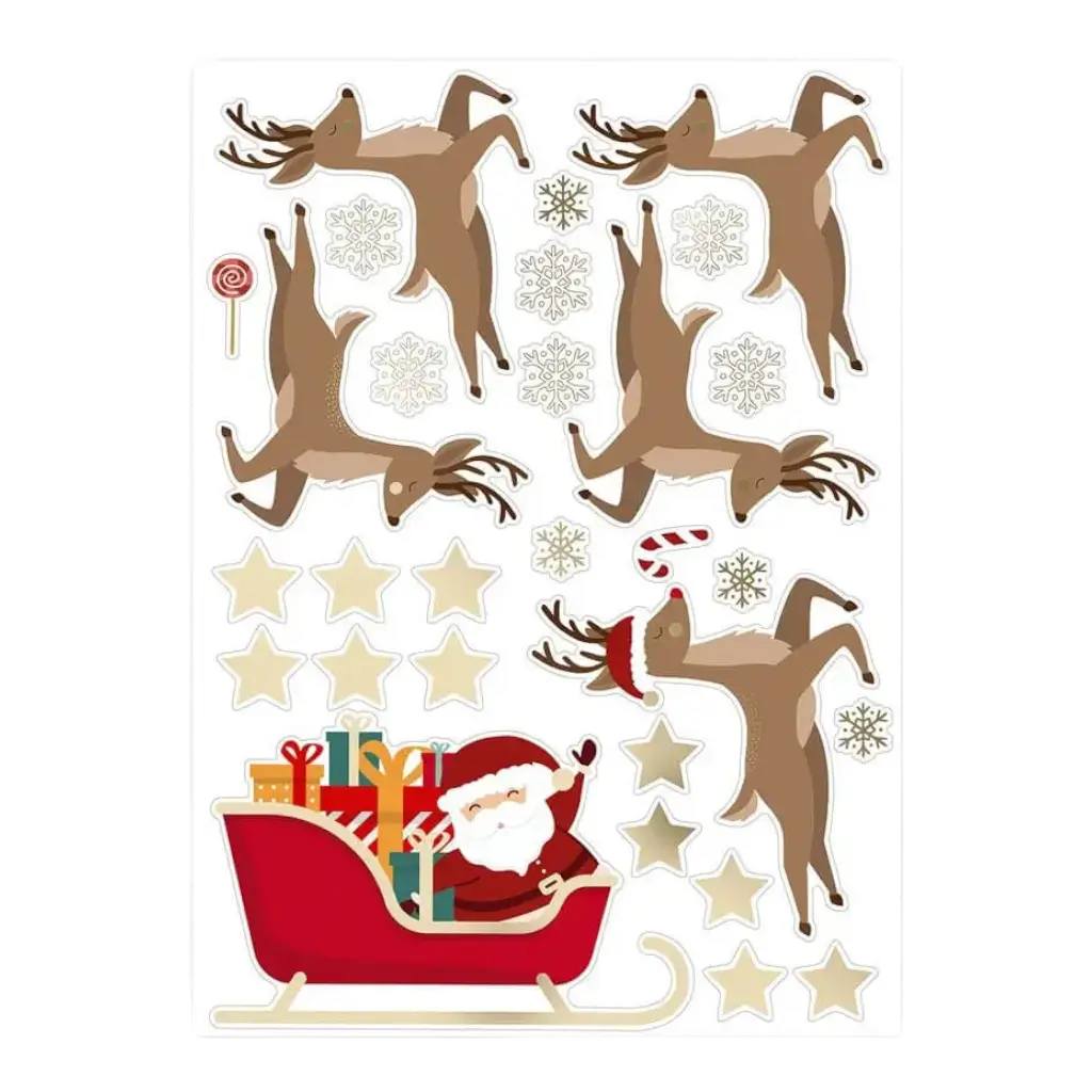 Stickers de Vitre pour Noël Thème Traîneau de Noël