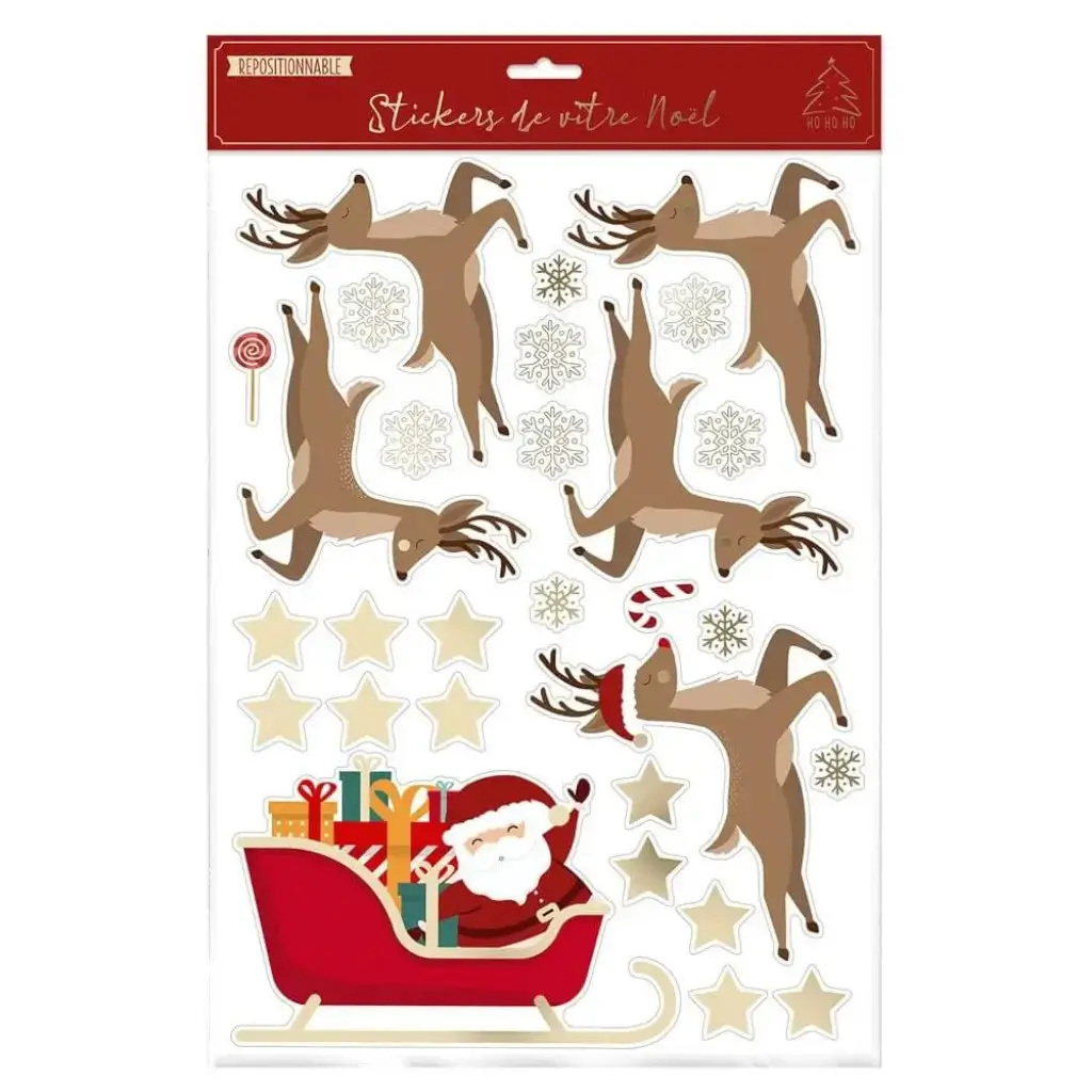 Stickers de Vitre pour Noël Thème Traîneau de Noël