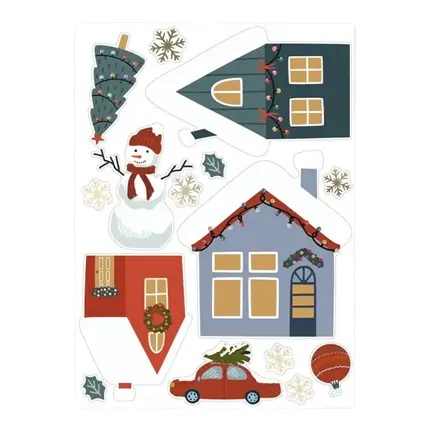 Stickers de Vitre pour Noël Thème Village de Noël