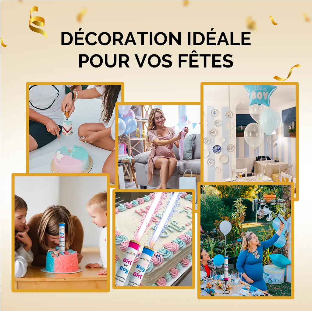 Fontaines Scintillantes pour Baby Shower Fille - Lot de 3