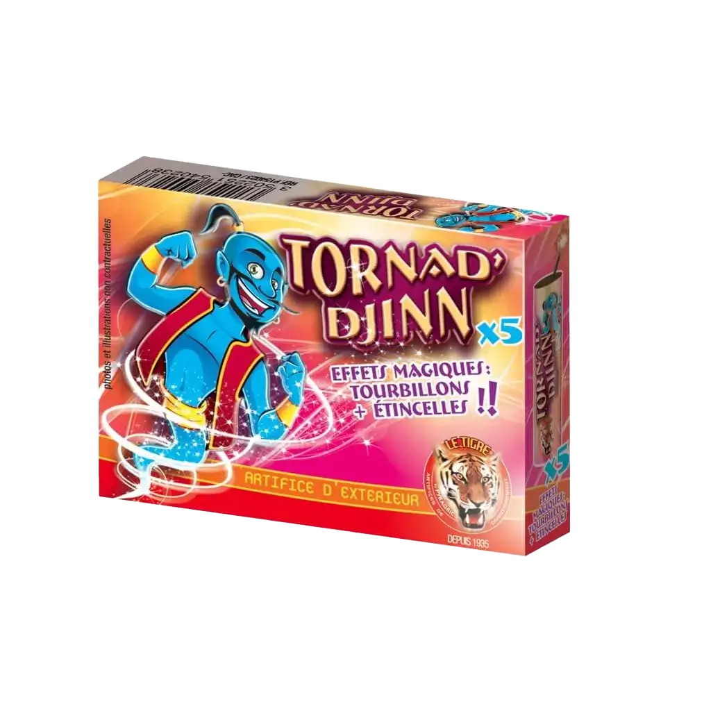 Pétard Tourbillonnant Vert &amp; Rouge TORNAD&#39;DJINN - 4 pièces