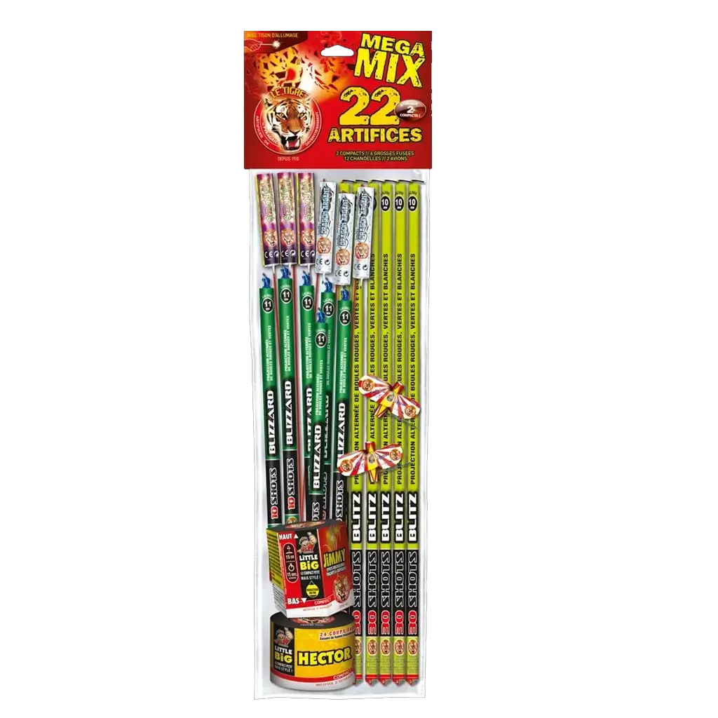 Assortiment de 22 Pétards Scintillants Mega Mix
