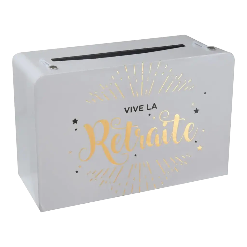 Tirelire Vive la Retraite Blanc &amp; Or