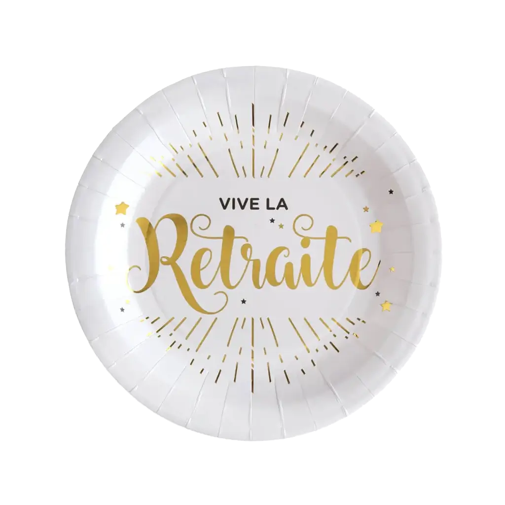 Assiette Vive la Retraite - Lot de 10