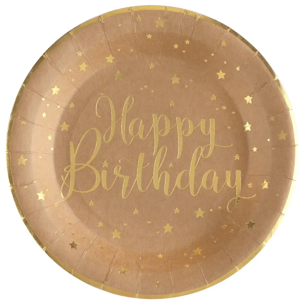 Assiette Happy Birthday Kraft - Lot de 10