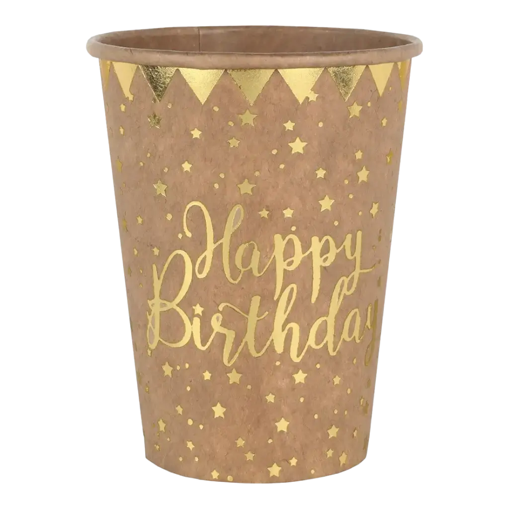 Gobelet Happy Birthday Kraft - lot de 10