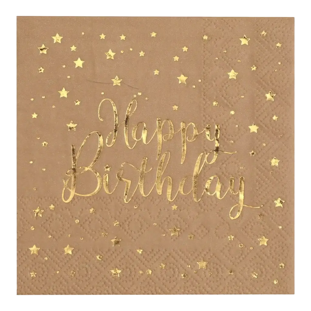 Serviette Happy Birthday Kraft - Lot de 20