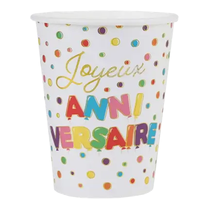 Gobelet Anniversaire Ballons - Lot de 10