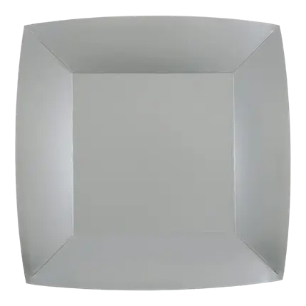 Petite Assiette Carrée Argent 18cm - Lot de 10