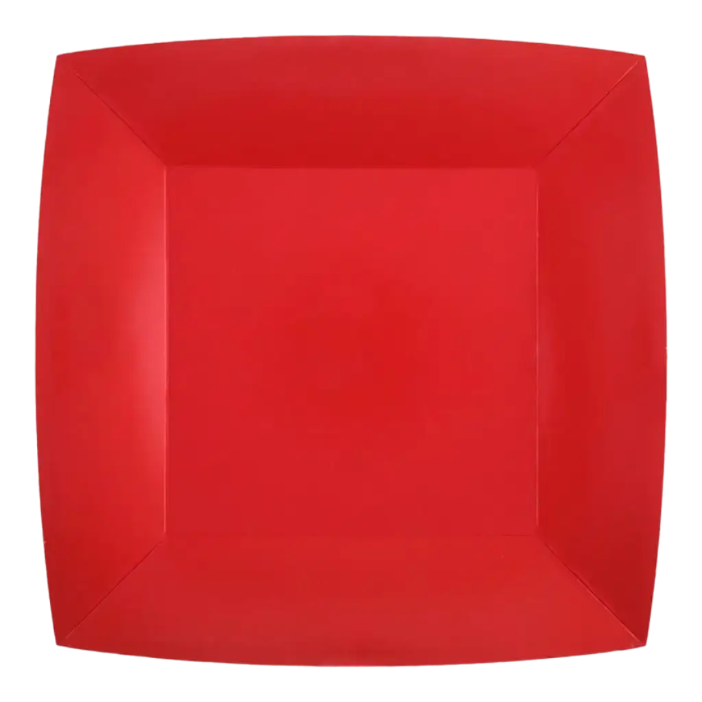 Petite Assiette Carrée Rouge 18cm - Lot de 10