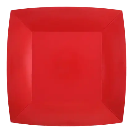 Petite Assiette Carrée Rouge 18cm - Lot de 10