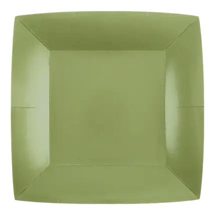 Petite Assiette Carrée Vert Olive  18cm - Lot de 10