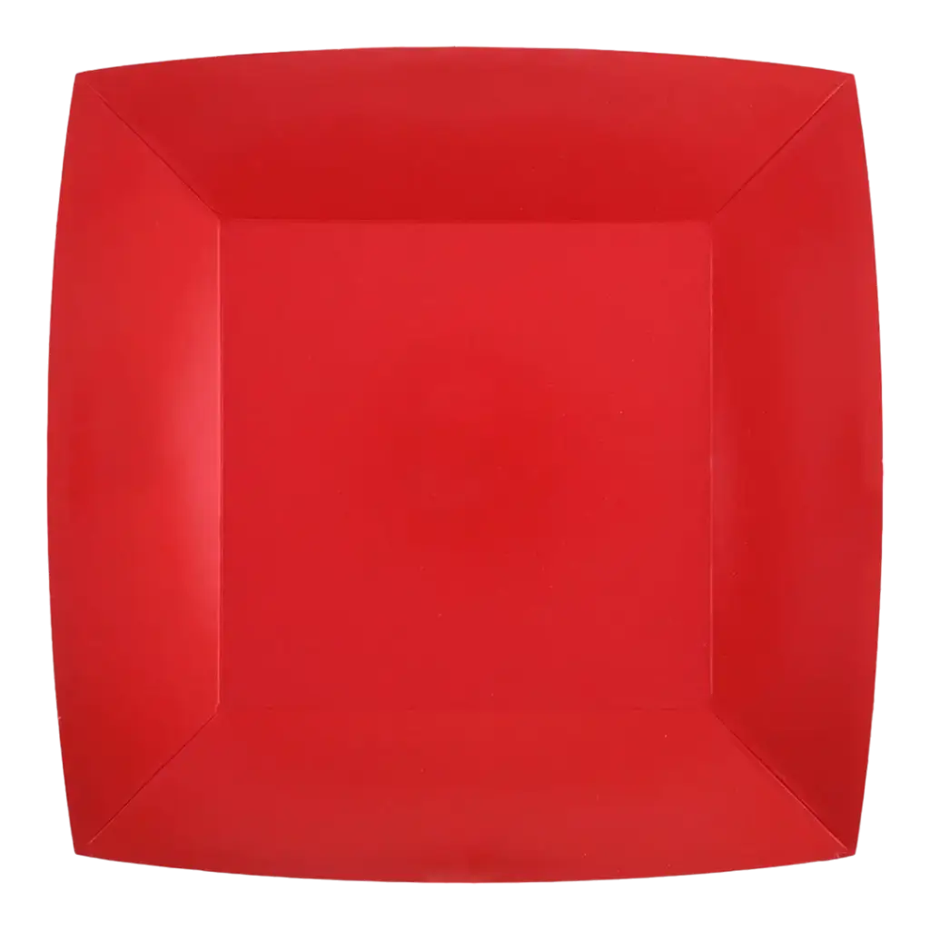 Grande Assiette Carrée Rouge 23cm - Lot de 10