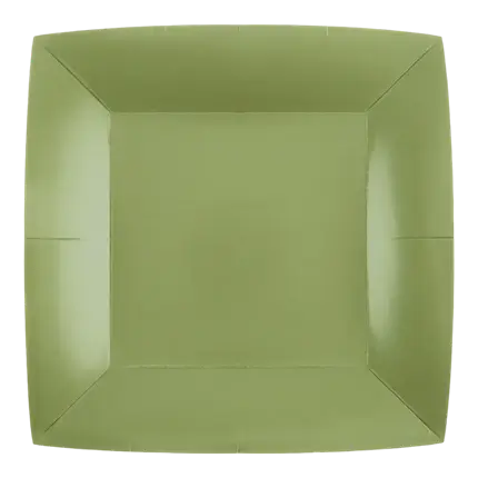 Grande Assiette Carrée Vert Olive 23cm - Lot de 10