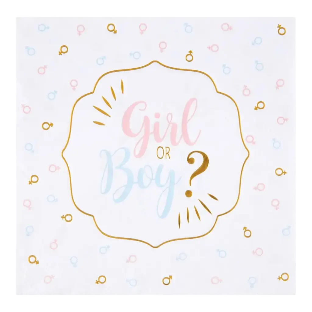 Serviette Gender Reveal Girl or Boy ? - Lot de 20