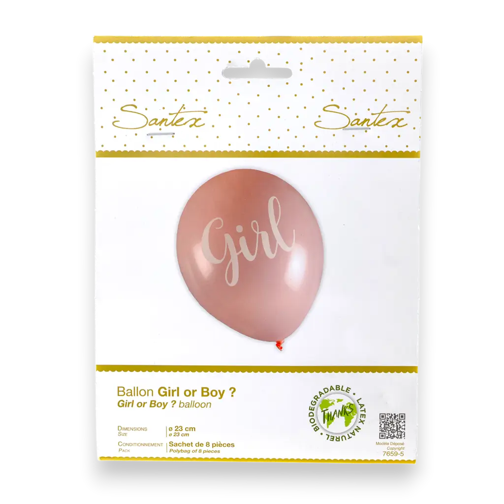 Ballon Girl or Boy ? Rose - Lot de 8