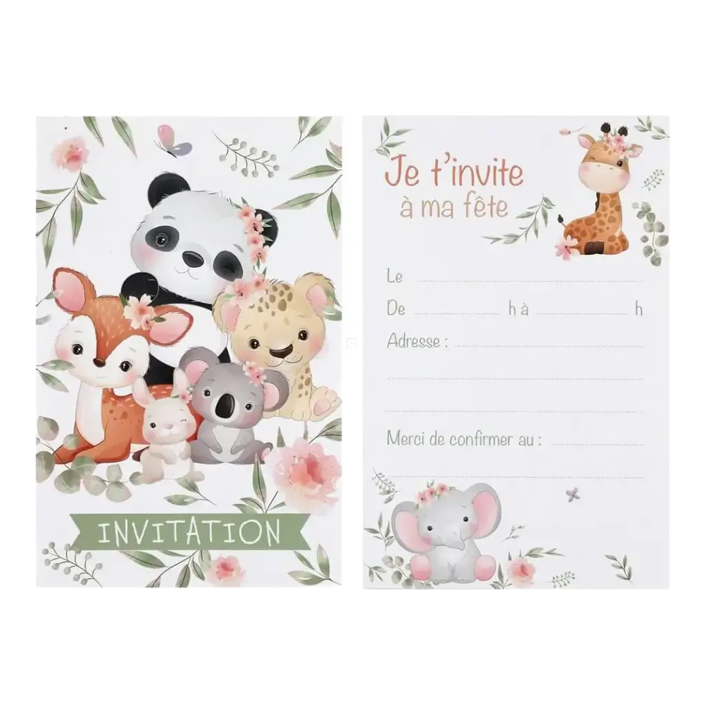 Carte d'invitation Anniversaire Explorateur - Lot de 6