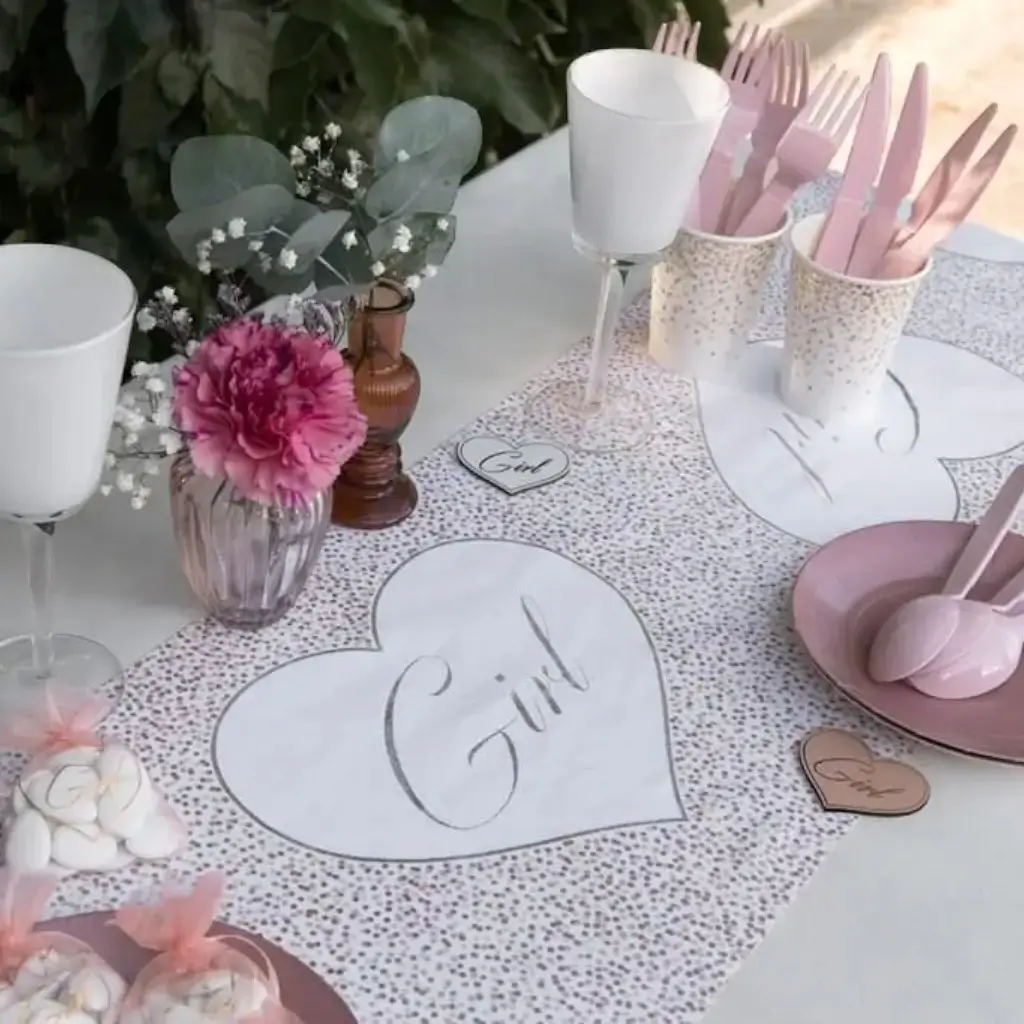 Chemin de table Girl &amp; Boy Rose - 3 mètres
