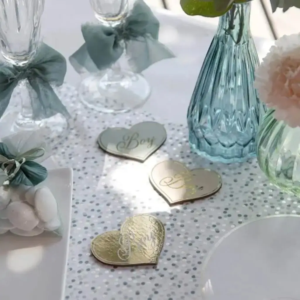 Décoration de Table Vert - Girl &amp; Boy - Lot de 10