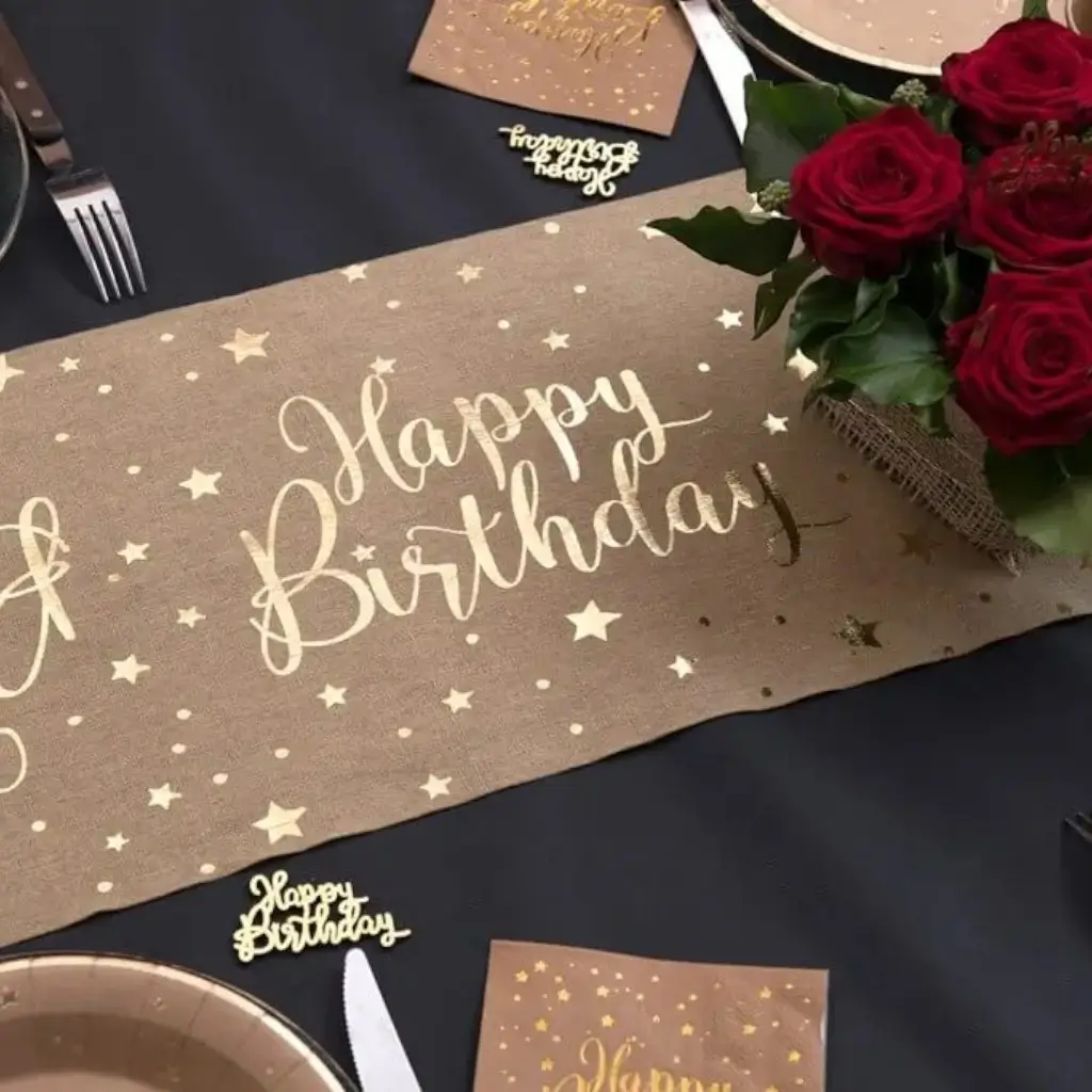 Chemin de table Happy Birthday Kraft - 3 mètres