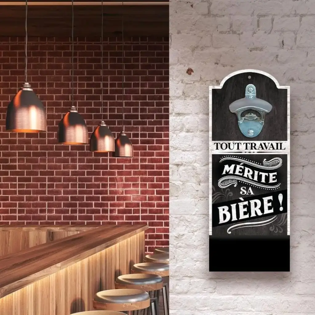 Décapsuleur Mural Tout Travail Mérite sa Bière