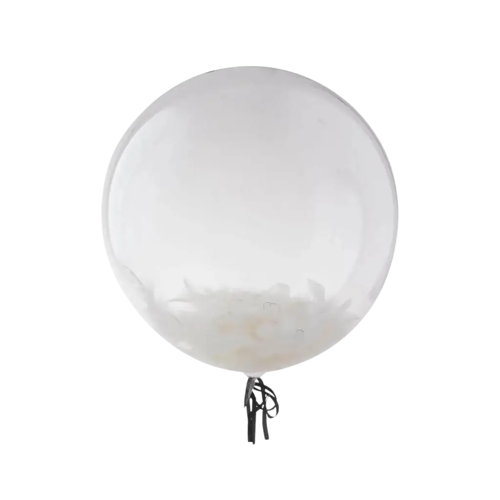 Ballon Transparent à Confettis Plumes  46cm