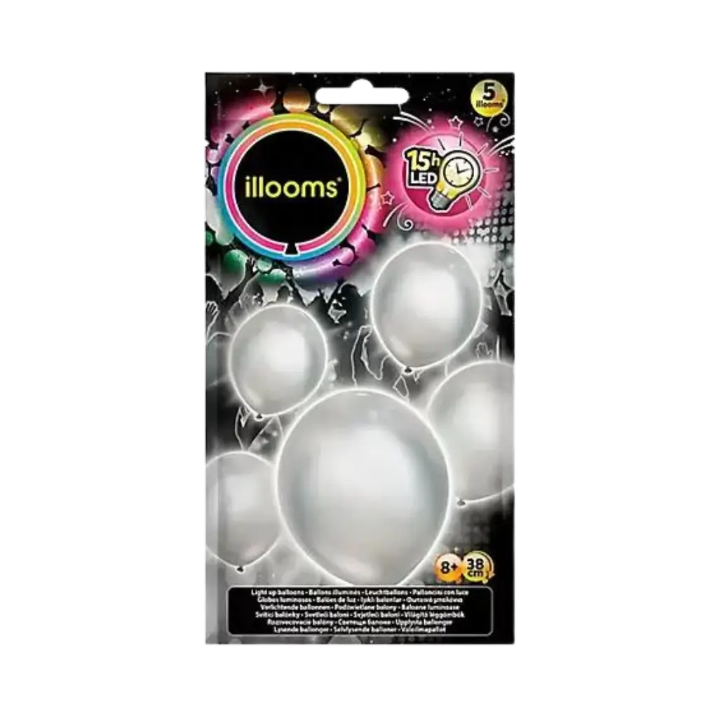 Ballons LED en latex - Argent illooms® 