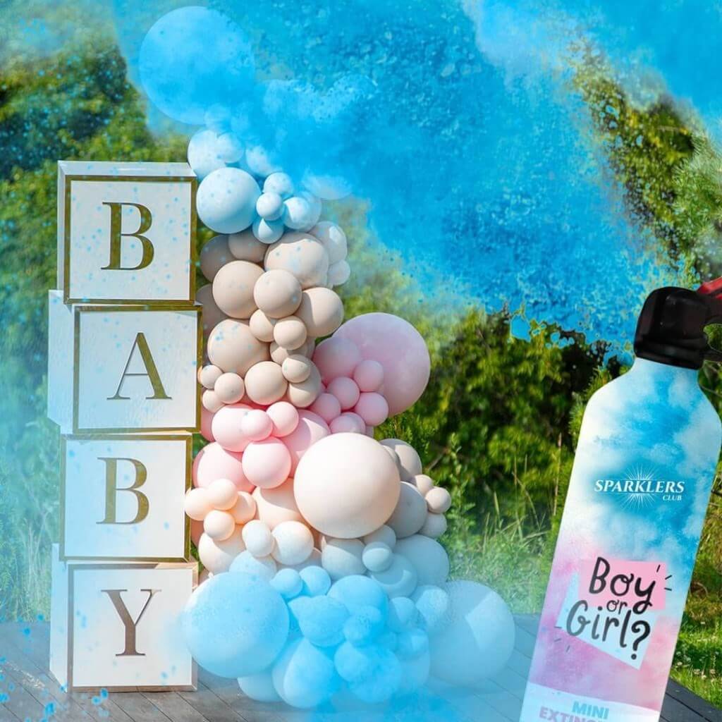 Mini Extincteur à poudre Gender Reveal - Bleu