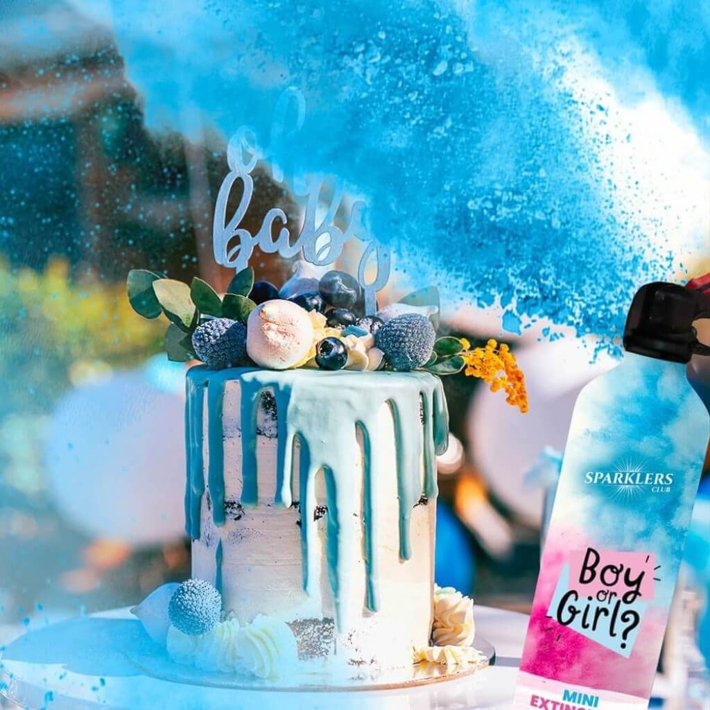 Mini Extincteur à poudre Gender Reveal - Bleu