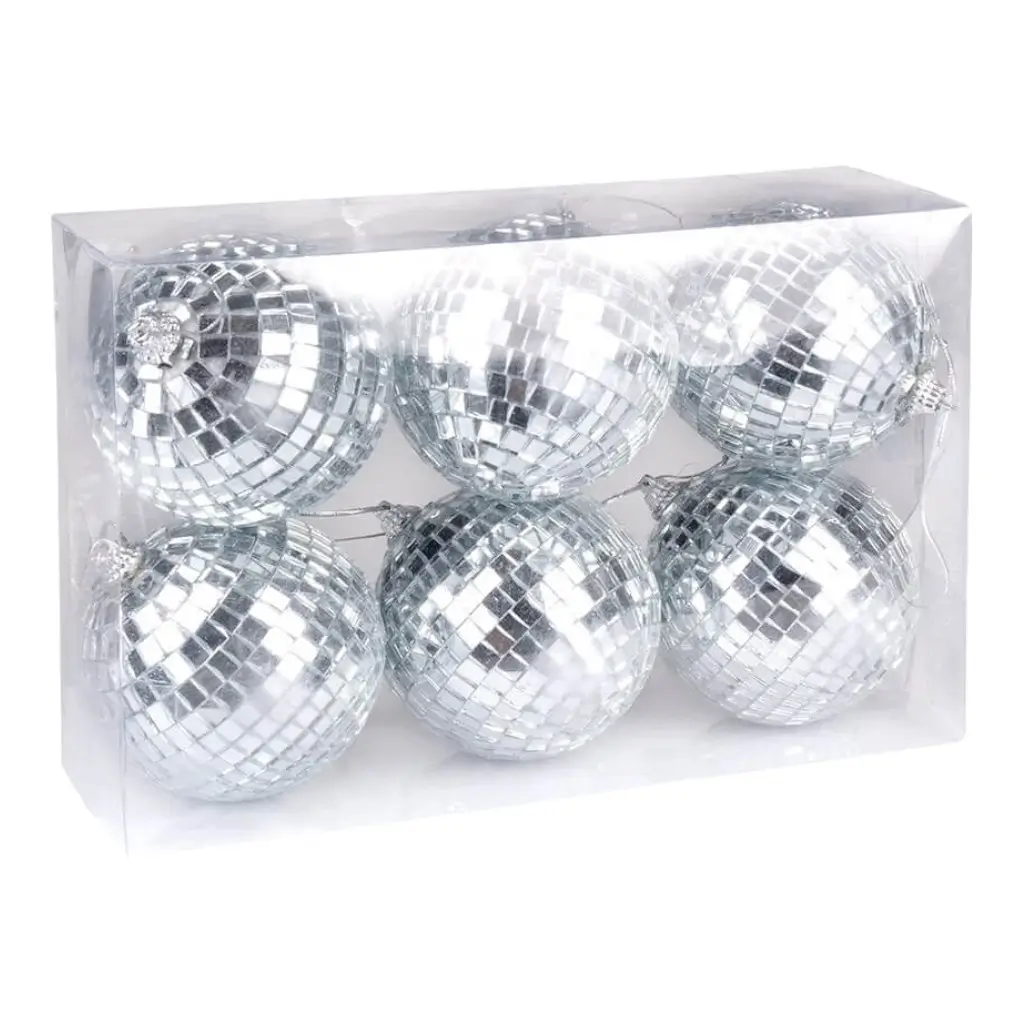 Boule à facettes argenté ø8cm - Lot de 6 