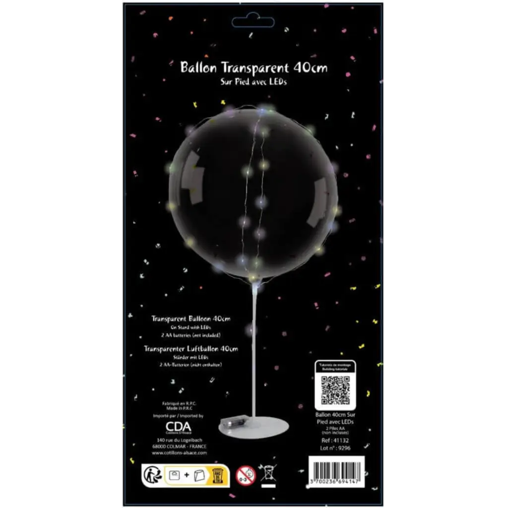 Ballon Bulle LED 40cm (Tige + Pied)