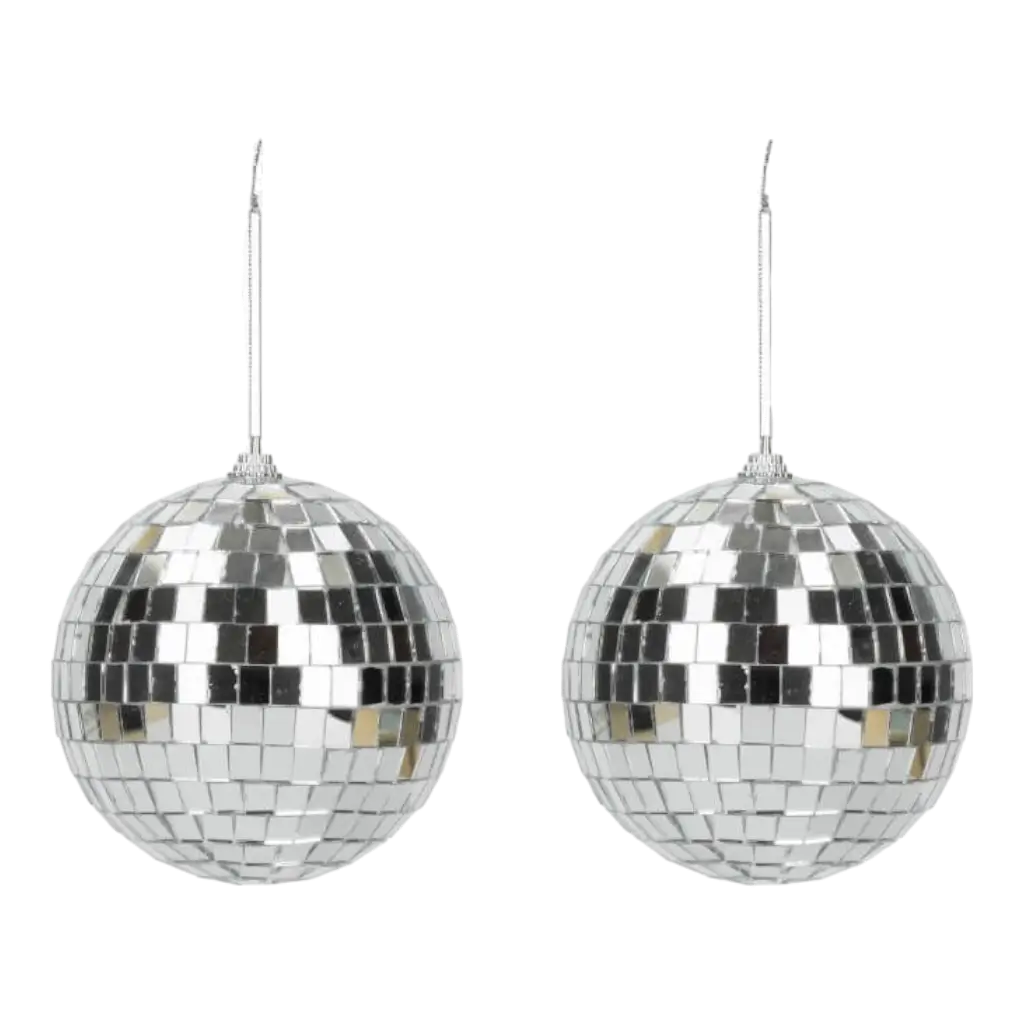 Lot de 2 Boules à Facettes Disco Argent - 10cm