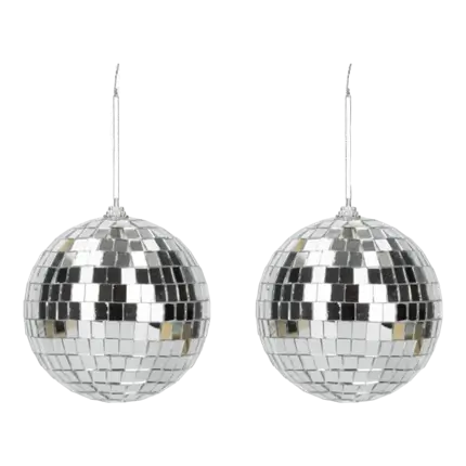 Lot de 2 Boules à Facettes Disco Argent - 10cm