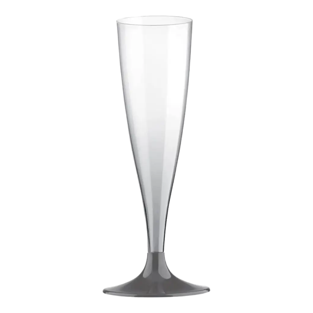 Flûte à Champagne Transparent Pied Gris Anthracite - 14cl - Lot de 6