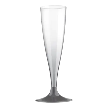 Flûte à Champagne Transparent Pied Gris Anthracite - 14cl - Lot de 6
