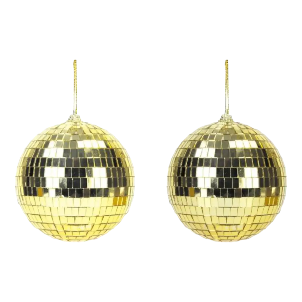 Lot de 2 Boules à Facettes Disco Or - 10cm