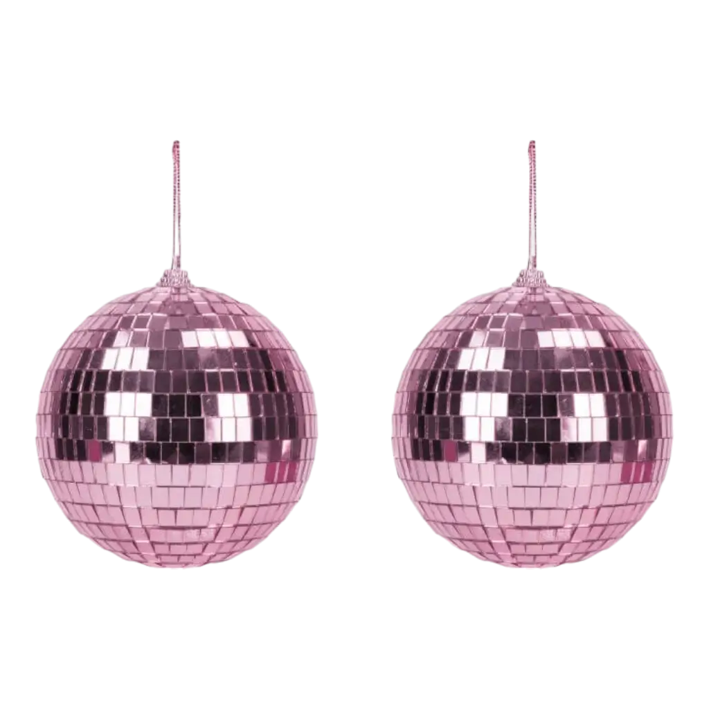 Lot de 2 Boules à Facettes Disco Rose - 10cm