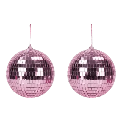 Lot de 2 Boules à Facettes Disco Rose - 10cm