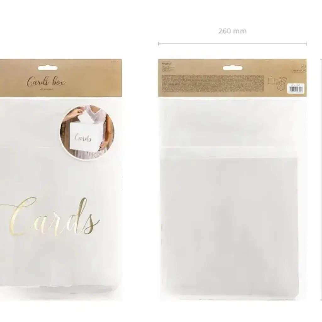 Urne blanche en papier avec inscription Cards en or