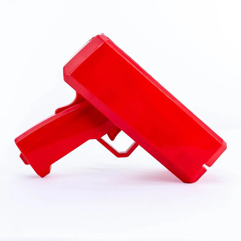 Pistolet à Billets - Couleur Rouge - 100 Faux Billets Inclus